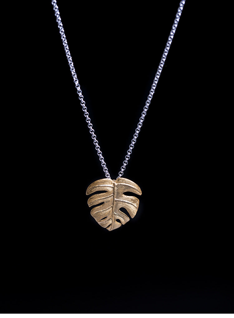 Monstera Pendant; 925 Silver Necklace