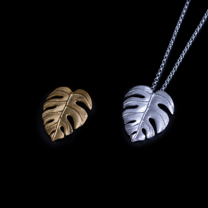Monstera Pendant; 925 Silver Necklace