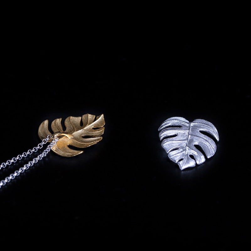 Monstera Pendant; 925 Silver Necklace